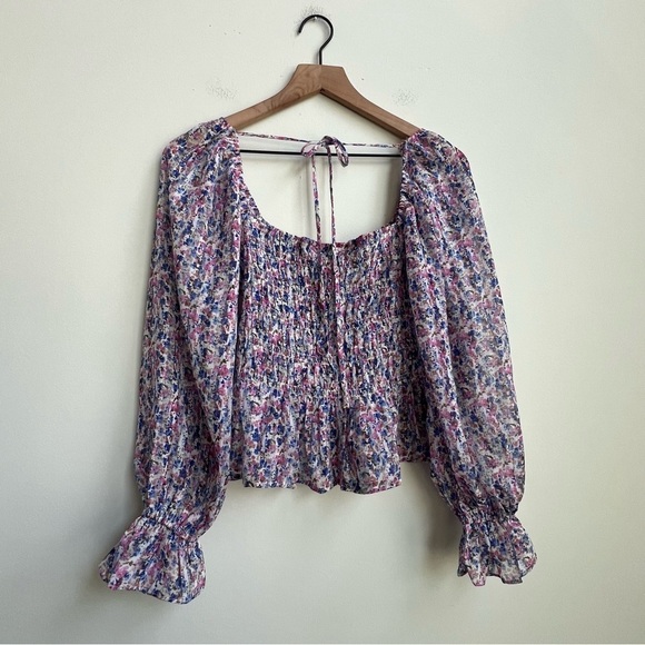 NWT Lucy Paris Mabel Floral Coquette Smocked Puff Sleeve Blouse Cottagecore XS - Picture 9 of 12